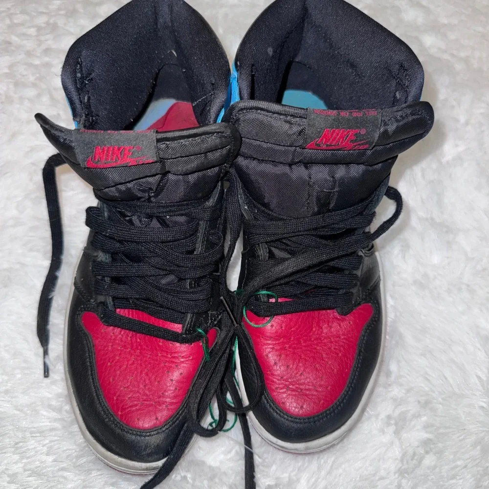 Nike Air Jordan 1 Retro High OG NC to Chi Womens 8 Black Blue Good CD0461-046